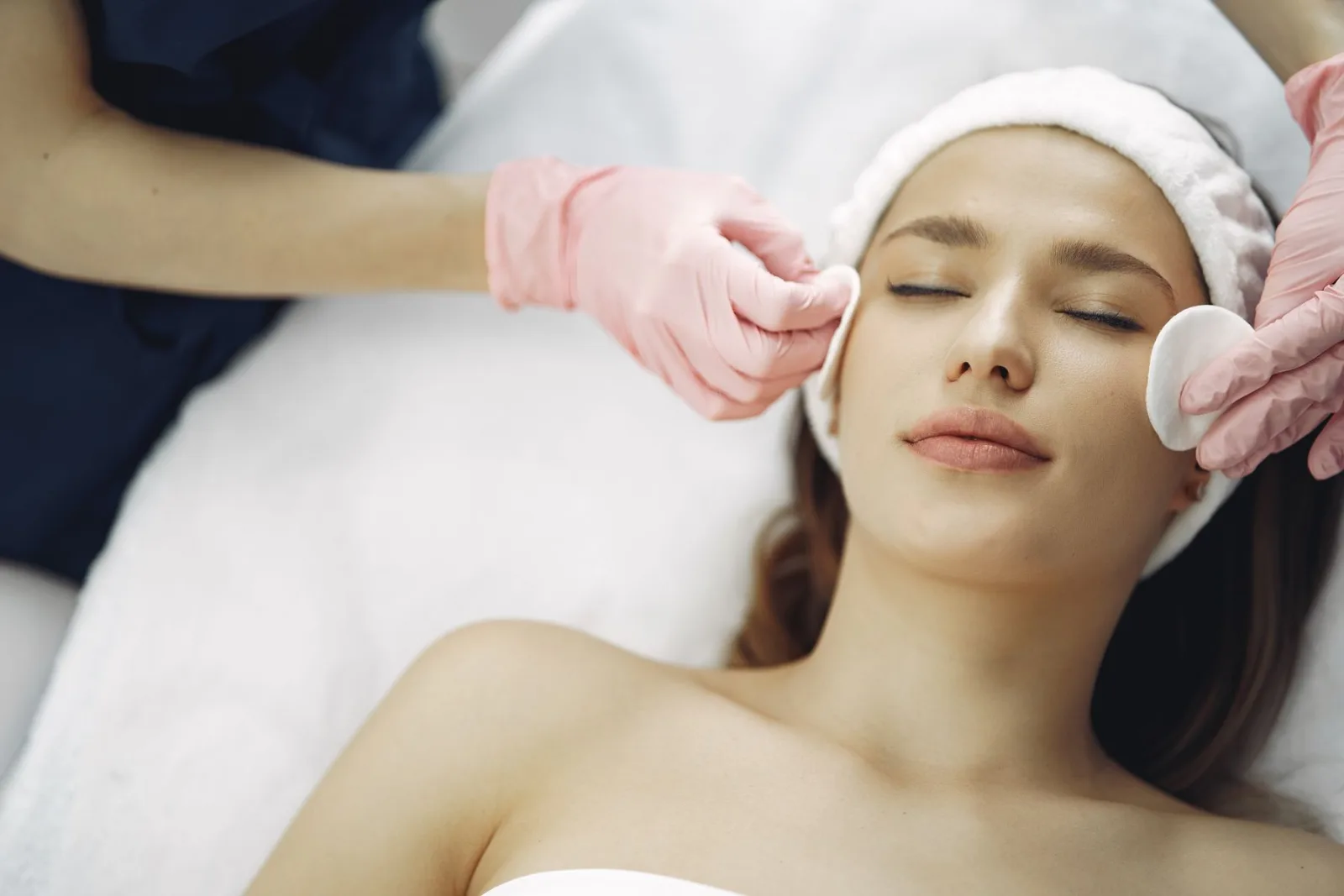 A client having a facial treatment