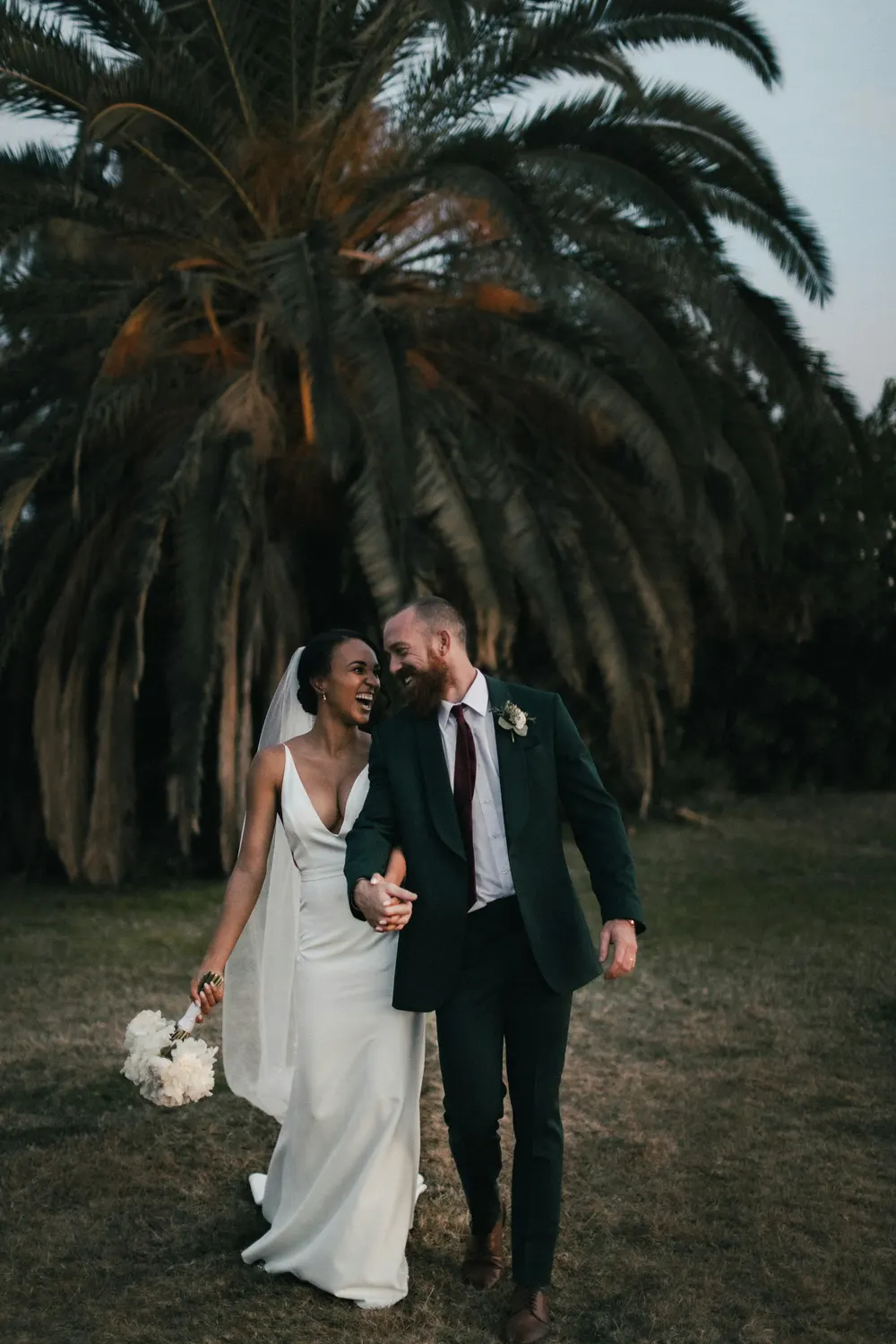A bride and groom on their wedding day